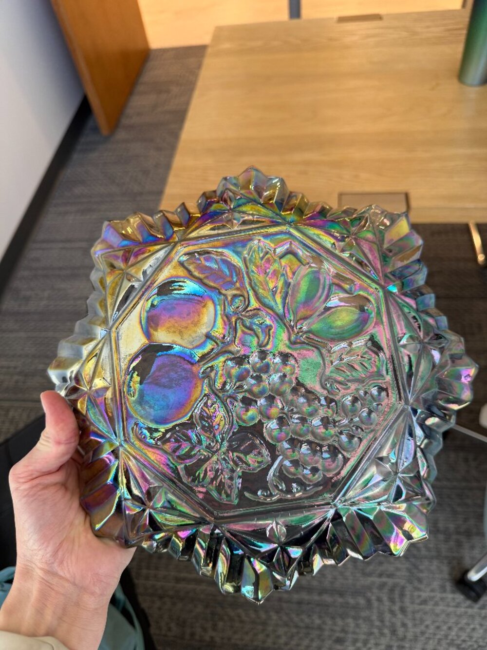 Vintage Carnival glass fruit bowl